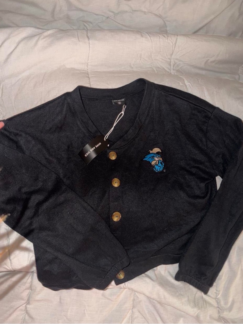 Hype and Vice Black Button-Front Women's Cardigan